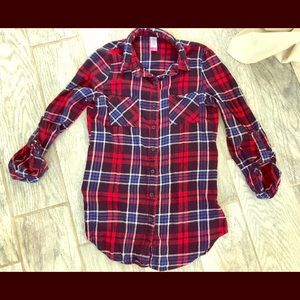 Red White and Blue Flannel Button Up NOBO